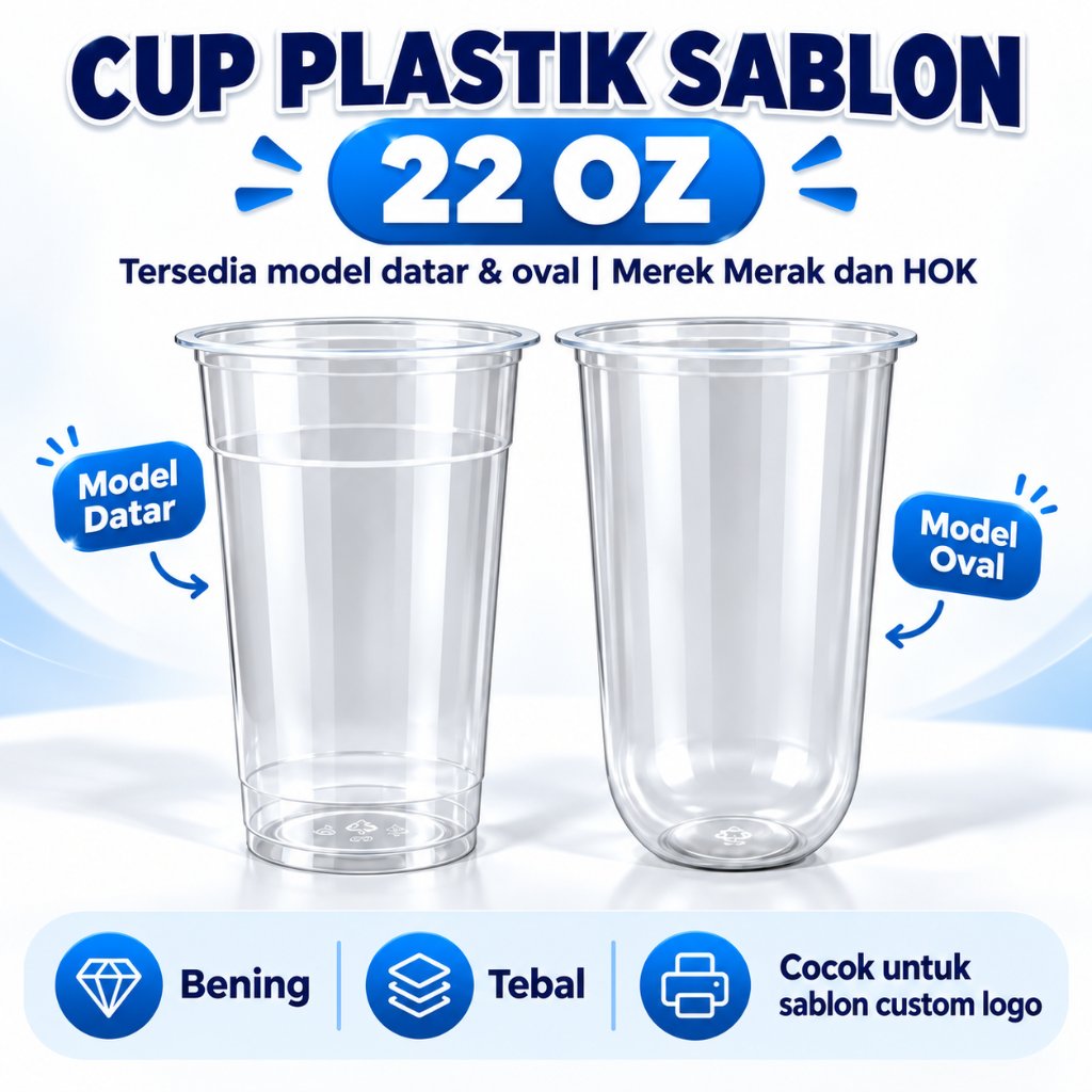Cup Sablon 22 oz Oval dan Datar Desain Custom Merk Euro, Merak dan Hok