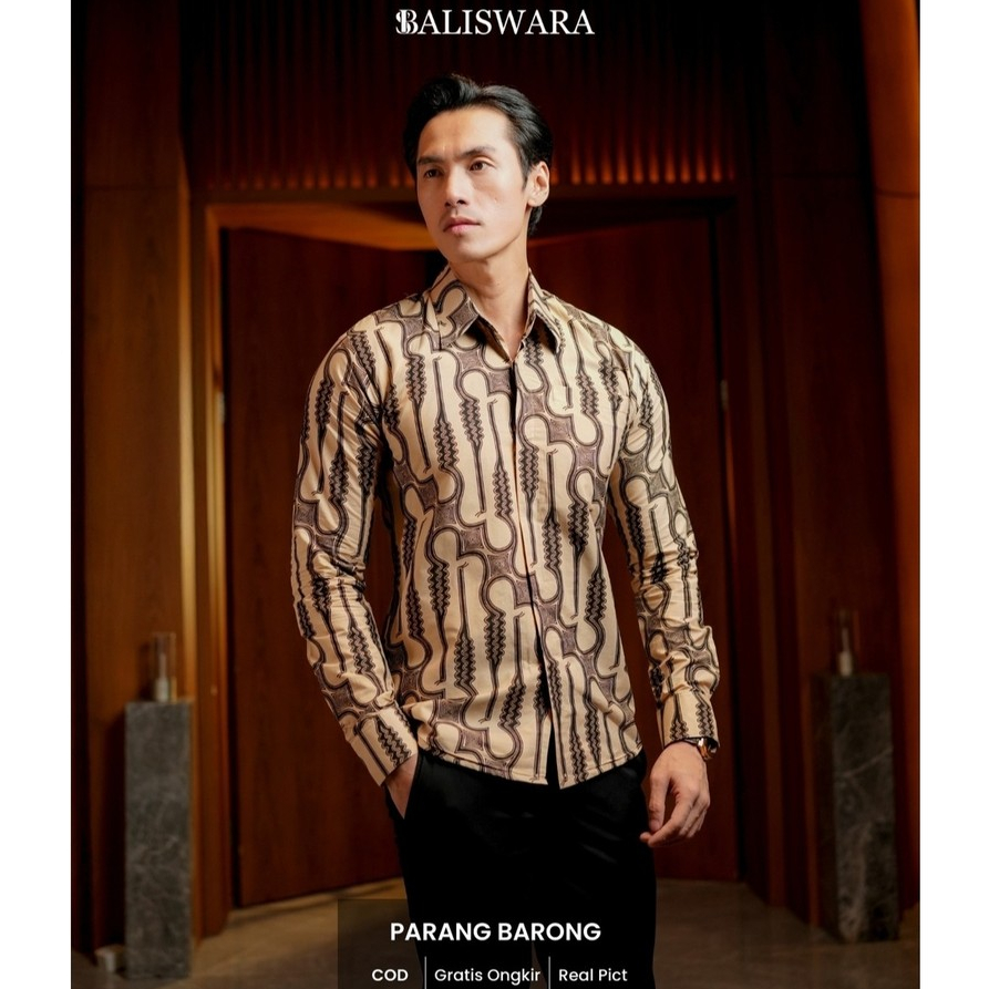 BALISWARA Batik Pria Slimfit Motif Parang Barong Full Furing