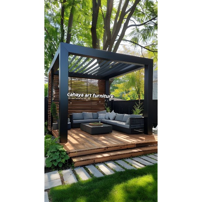 gazebo Pargola taman minimalis , gazebo pargola taman minimalis kayu jati , saung gazebo taman minim