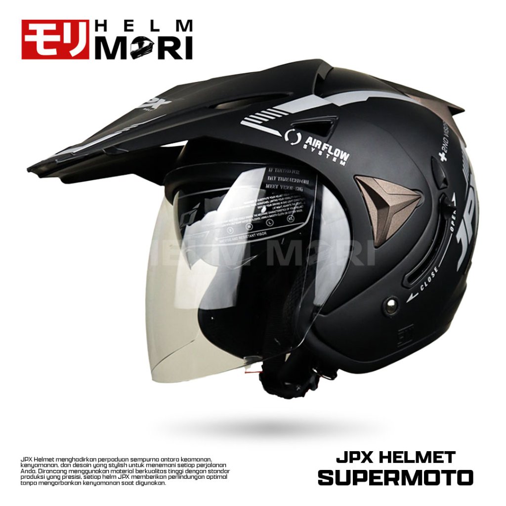 HELMMORI Helm JPX SUPERMOTO Helm Cross Half Face SNI