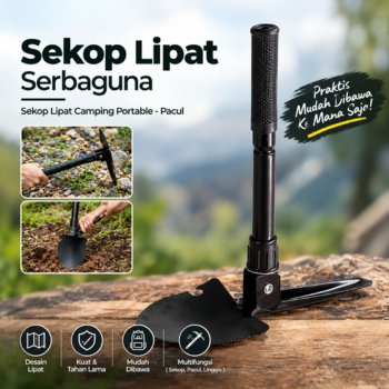 Sekop Lipat Serbaguna - Sekop Lipat Camping Portable - Pacul
