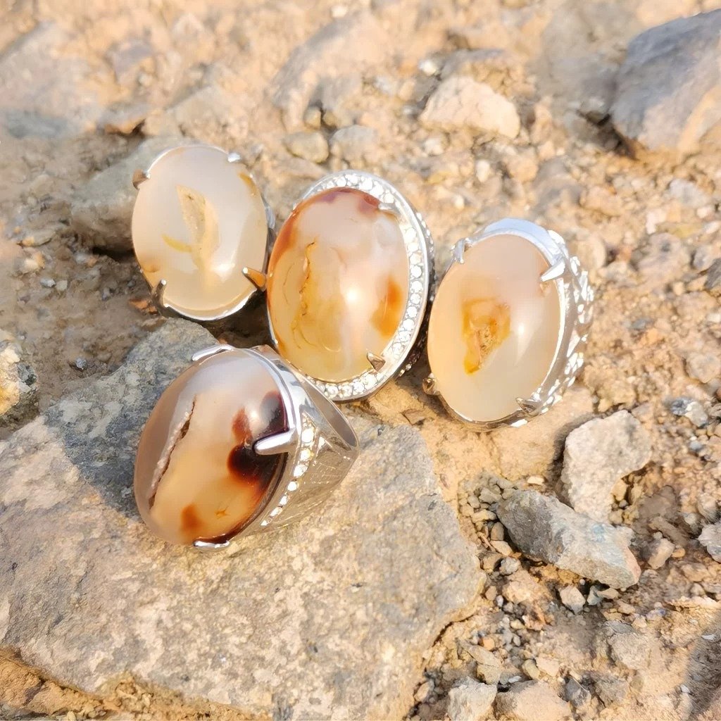 cincin pria batu akik natural akik combong big size jumbo set titanium solid