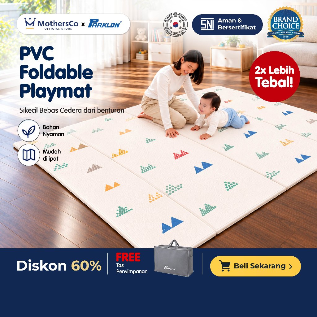 Mamiko X Parklo PVC Fold Playmat 130x190/140x230 cm Double Side Parklon | Karpet Lantai | Playmat Li