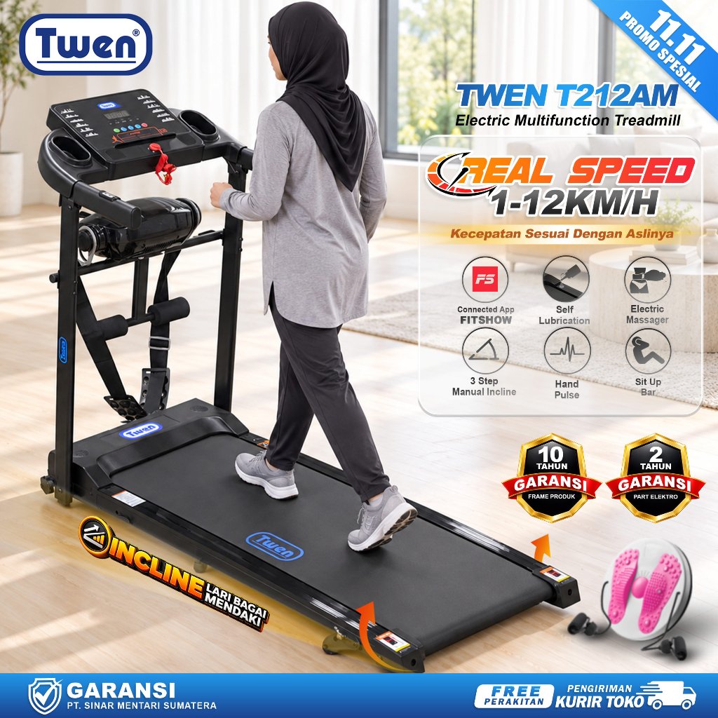 TWEN T200WA new T200 new+M T200WAM T212 T212A T212M T212AM T200R Treadmill Listrik Treadmill Portabl