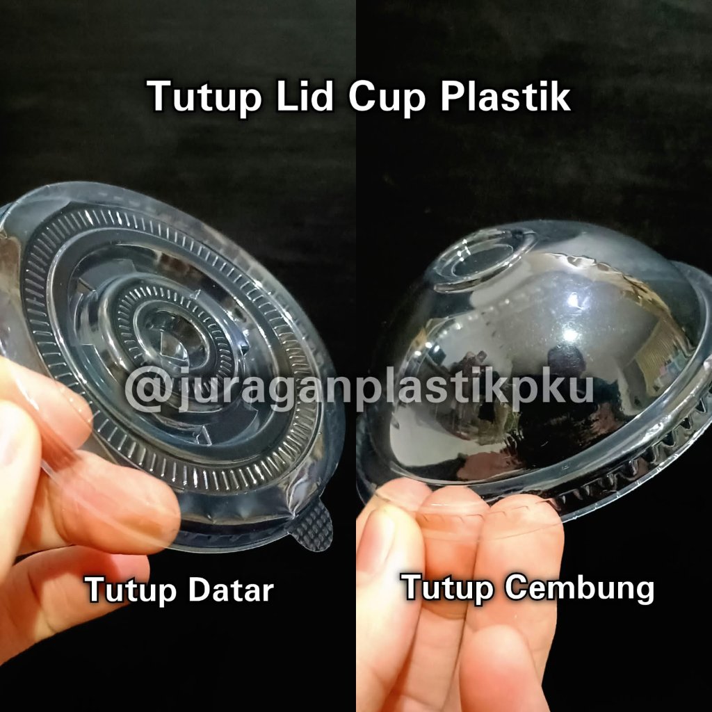 ( TUTUP ONLY ) Tutup Gelas Cup Plastik 10 12 14 16 18 22 oz isi 50pcs | Lid Datar Flat Dome Cembung 
