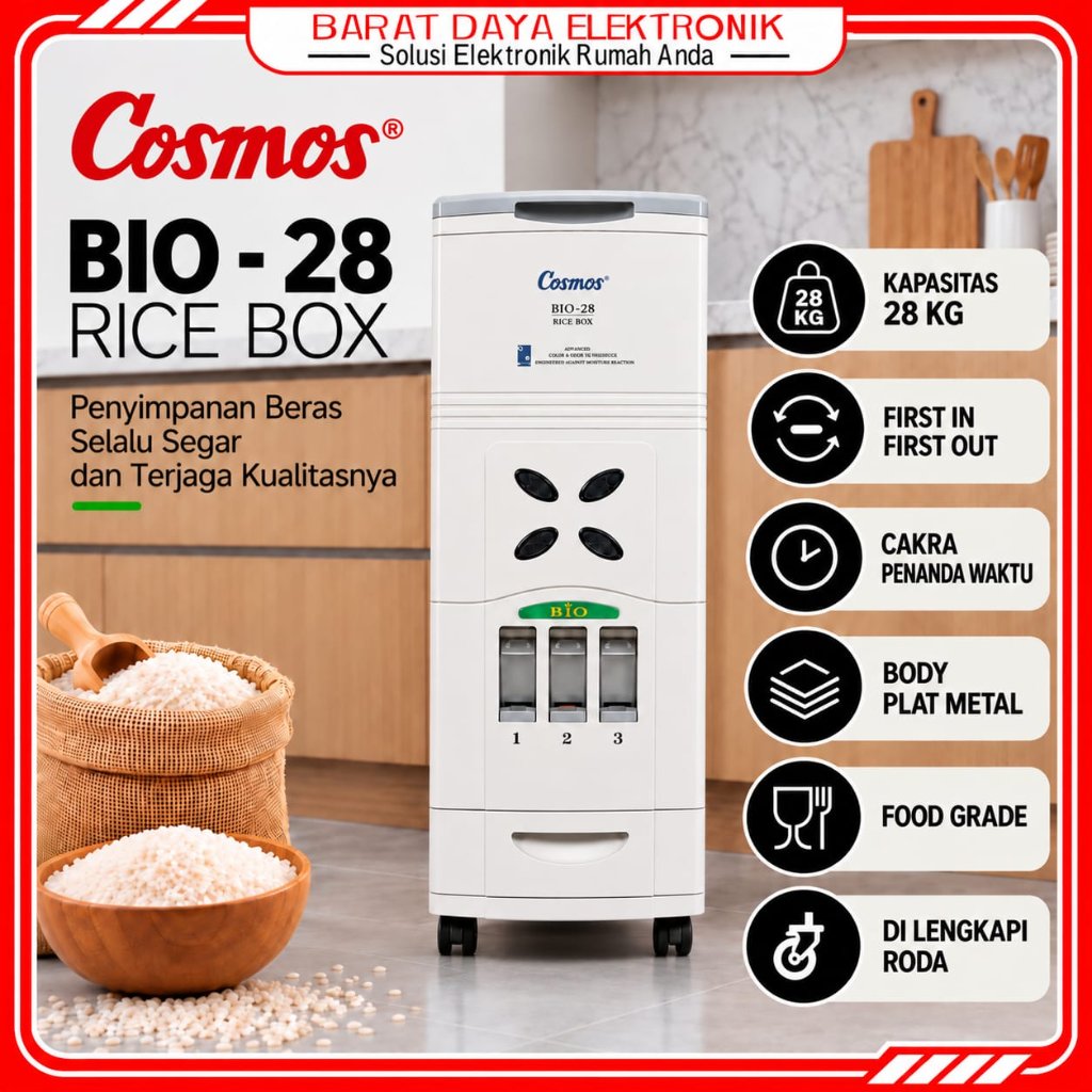 Cosmos Bio 28 Tempat Penyimpanan Beras 28Kg Rice Box Cosmos