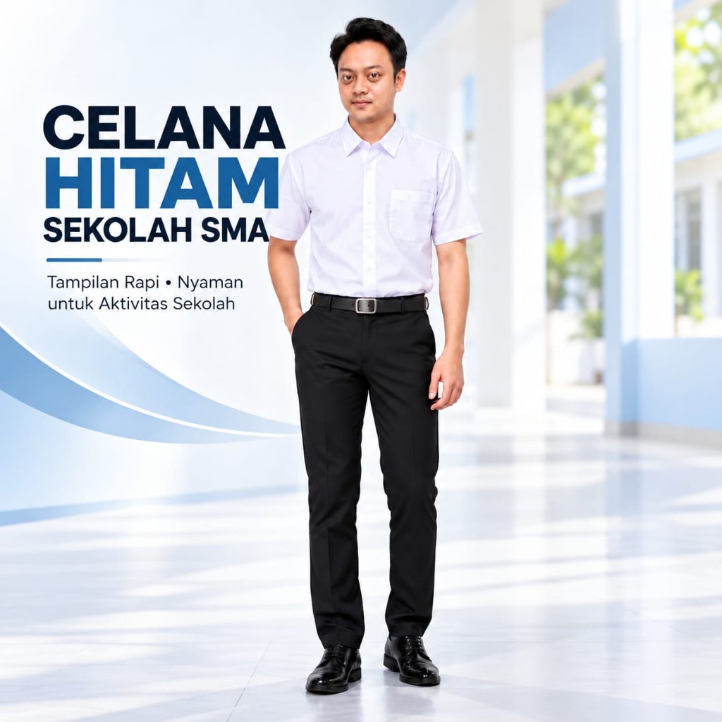 Celana Sekolah Hitam Panjang ARNAD Anak Laki Laki SMA SMK Polos Premium Tebal Formal