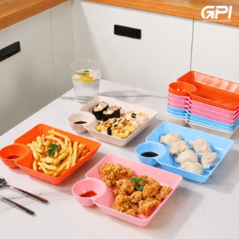 Piring Saji Wadah Snack Piring Snack Square Bahan Plastik Piring saus