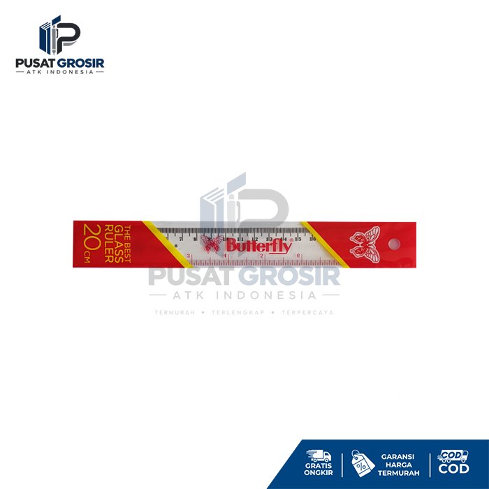 Penggaris Plastik 20cm Butterfly - Transparant Plastic Ruler Butterfly 20 cm