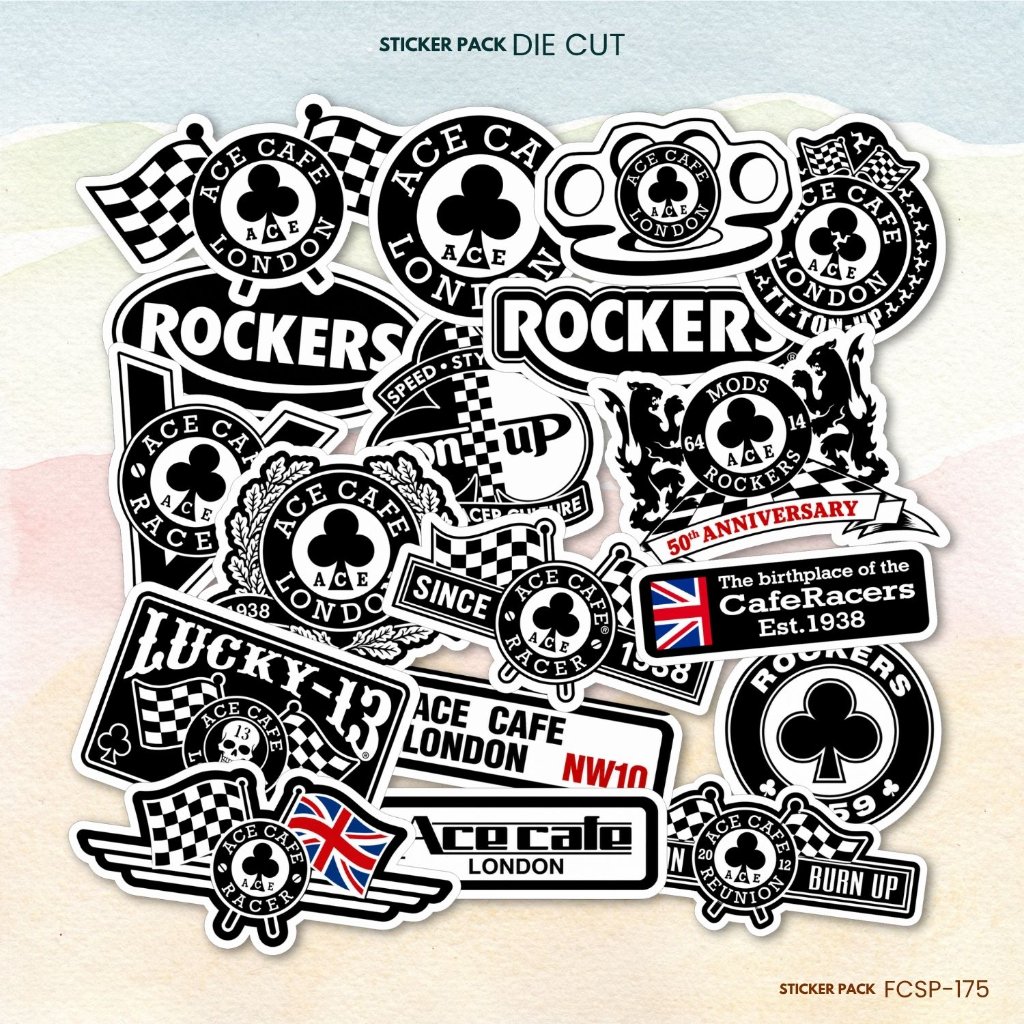 Ace Cafe London Sticker Pack Custom Motorcycles Cafe Racers Stiker Rockers Vinyl Waterproof Die Cut