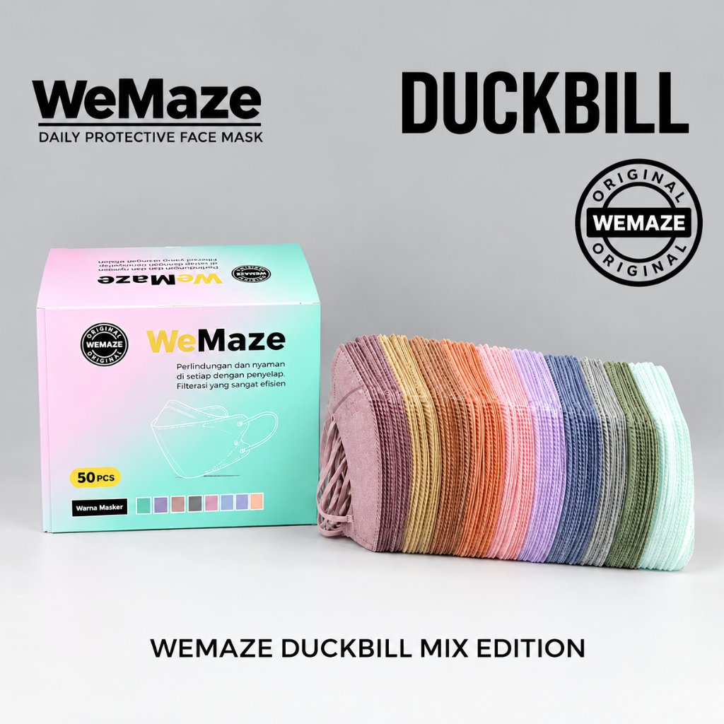 Masker Duckbill 50 Pcs Tebal Warna Warni Duckbil Face Mask 1Box Mix Campur Hitam Putih