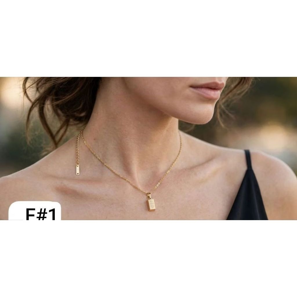 ELVE TITANIUM Kalung Gold Bar Titanium | Mainan Kalung Batangan  Kalung Couple Kekinian Tahan Air, k