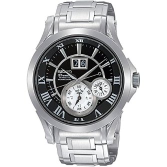 Seiko SNP021P1 Premier Kinetic Perpetual Silver Black