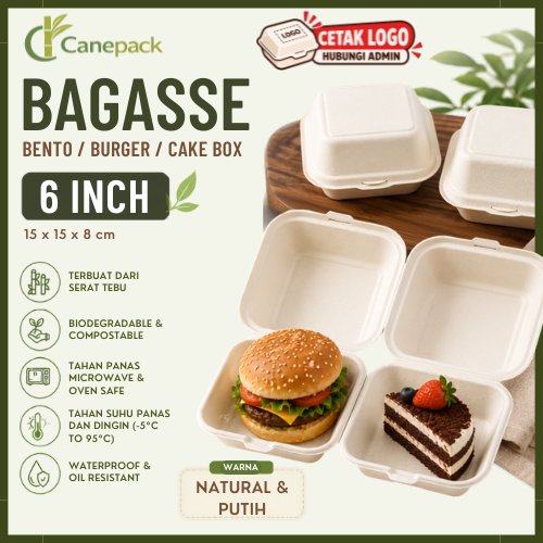 Bagasse Bento Korean Cake Box Burger Box 6 Inch Tart Mini Clamshell Eco Friendly Sugarcane Serat Teb