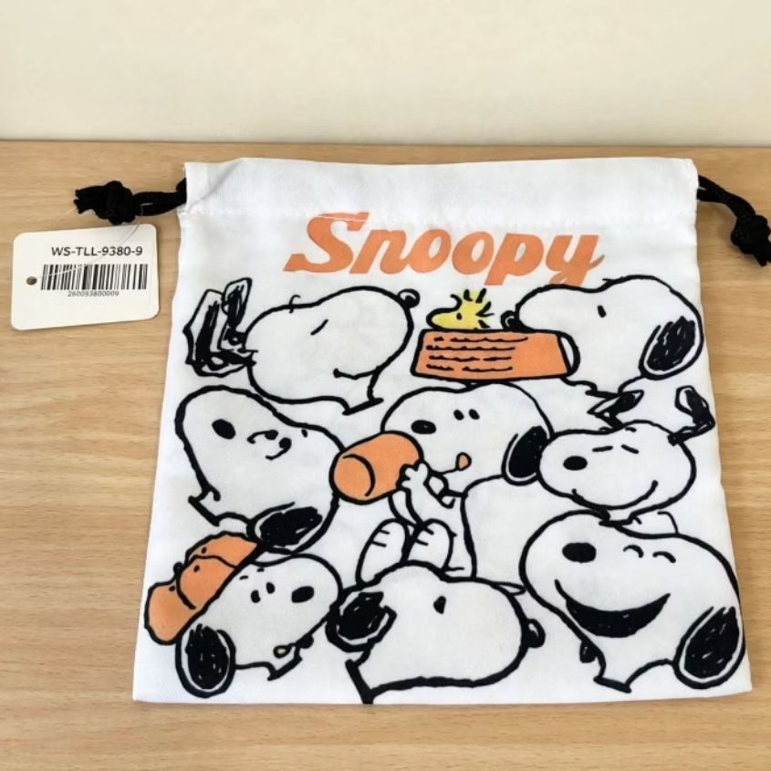 Snoopy /Charlie Brown/ Usahana Pouch Serut Kain kantong serut Kecil dan Medium tempat penyimpanan se