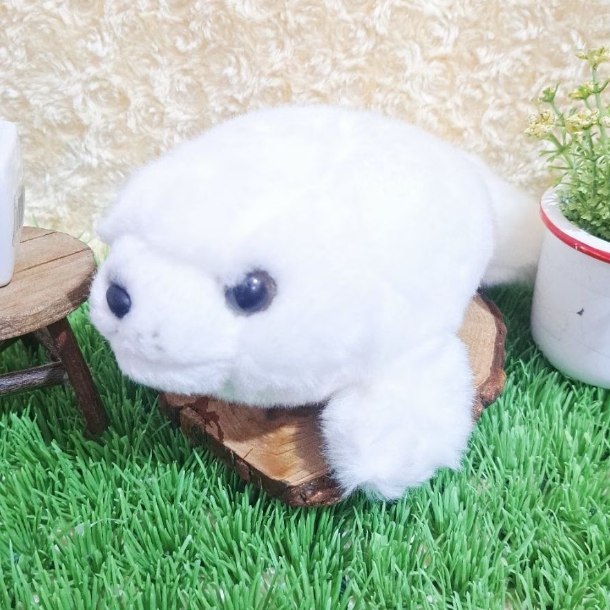 Boneka Seal Putih Boneka Anjing Laut Gembul Boneka Seal Mata keras Tiga Titik Hitam