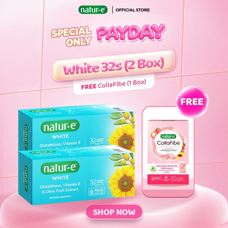 Natur-E Twinpack Soft Capsule - White 32s 2pcs - Suplemen Kecantikan Dengan Vitamin E & Glutathione 