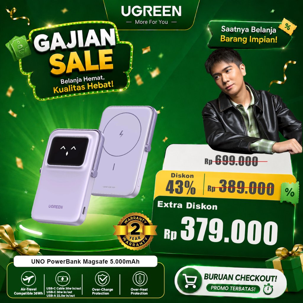 UGREEN UNO Robot Power Bank 5000mAh Magsafe 15w Max Output 20w With Stand