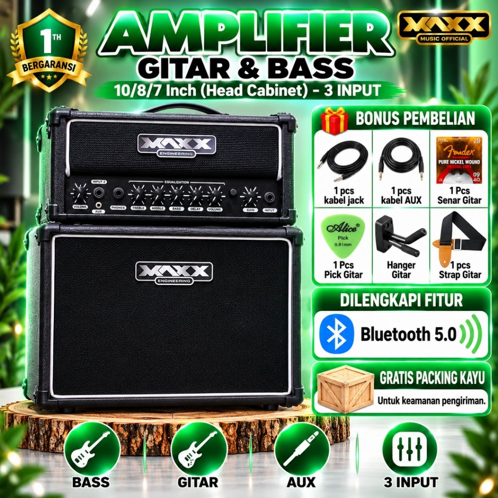 Ampli gitar & bass Original bass 7 inch 8 inch 10 Inch bluetooth 3 input head cabinet bisa untuk kar