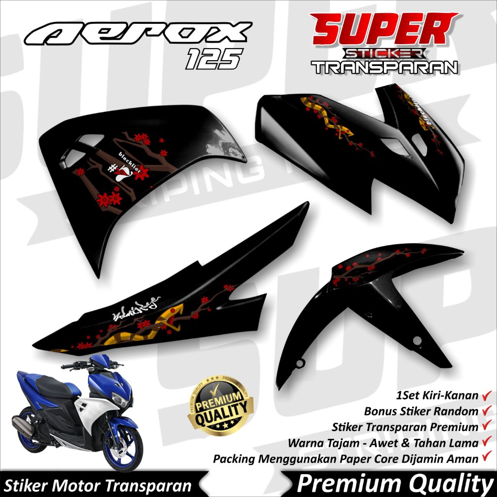Stiker Aerox Transparan keren Striping Aerox 125 Stiker Transparan UV AeroxStriping Aerox 125 KAZE
