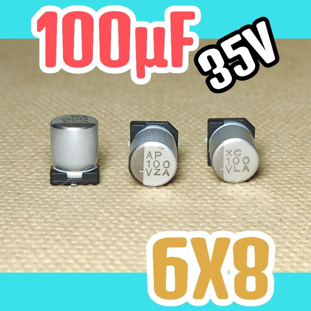 Solid kapasitor capasitor elko elco SMD 35v 100uf 35v 100 uf 35 v 35 volt 6x8 ORIGINAL