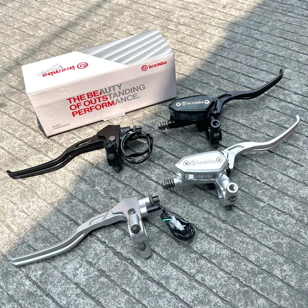 MASTER REM FULLSET KANAN KIRI 1 TABUNG MINYAK KACA TRANSPARAN OVAL 14MM MODEL RCB HITAM DAN SILVER B