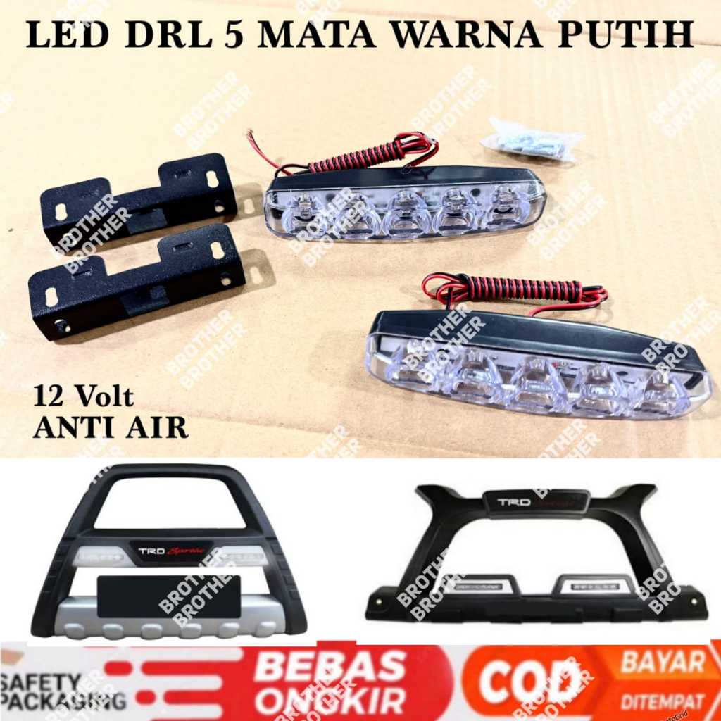 Lampu LED DRL 5 Mata Titik Tanduk TRD Luxury A Putih 12 Volt Anti Air