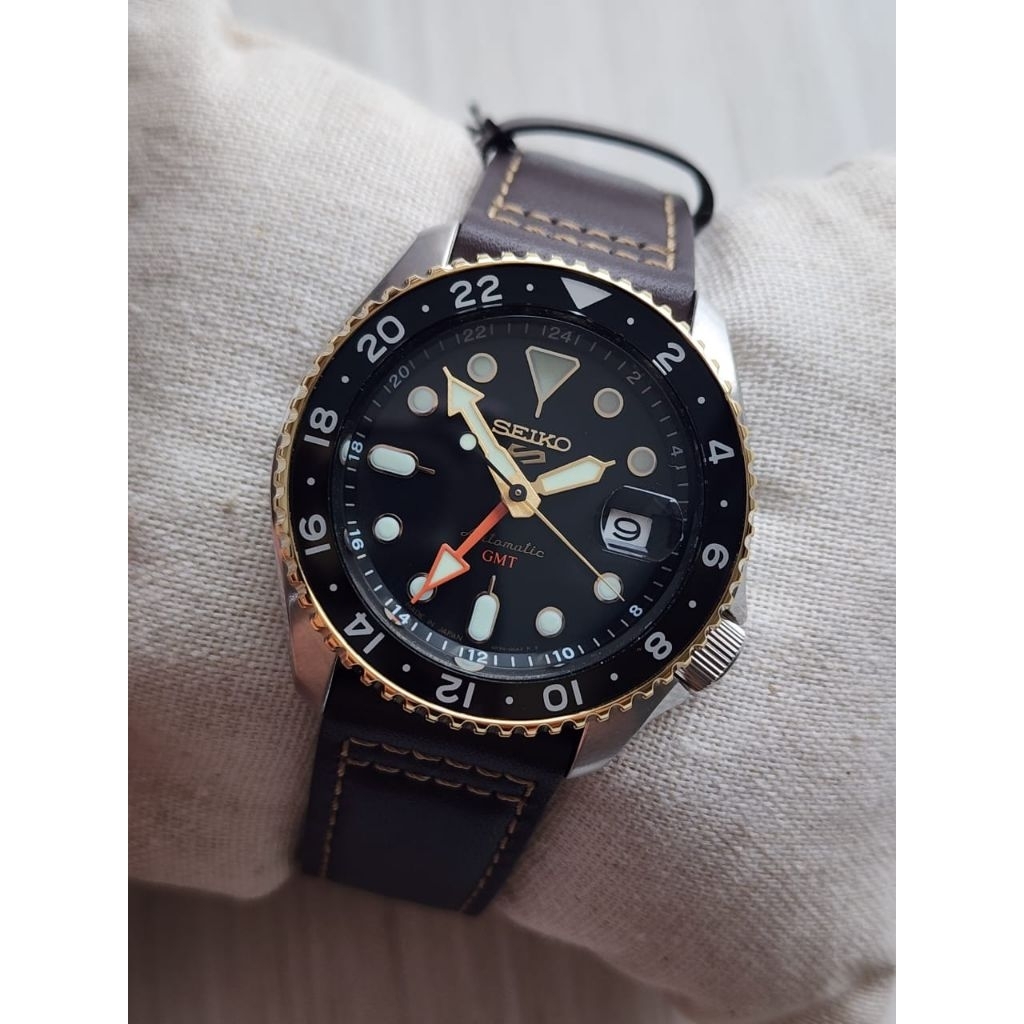 Seiko 5 Sports SKX SERIES Automatic GMT SBSC020 JDM Made In Japan Brown Leather Strap
