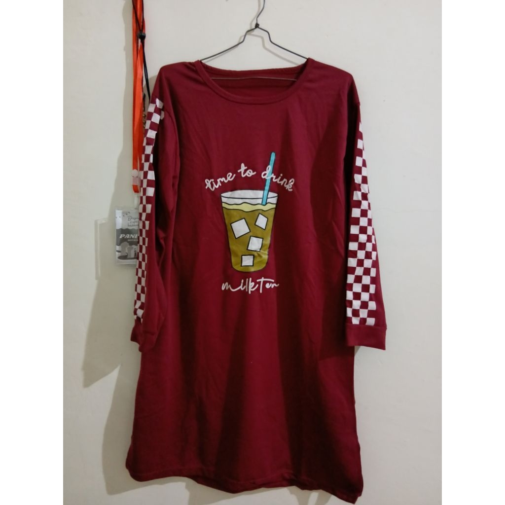 ATASAN TUNIK PL BURGUNDY// KAOS TUNIK BURGUNDY
