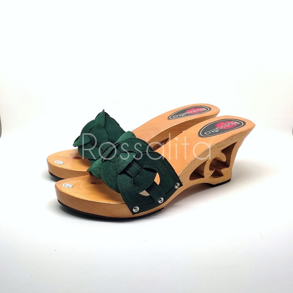 Sandal wedges wanita/Sandal wedges kayu/Kelom geulis tasikmalaya