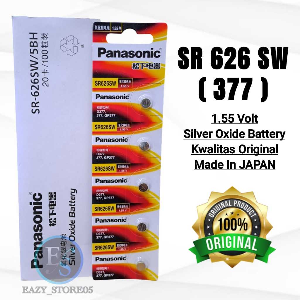 Panasonic SR626SW Original 1.55 Volt Baterai Jam Tangan 377 SR 626 SW Silver Oxide Battery