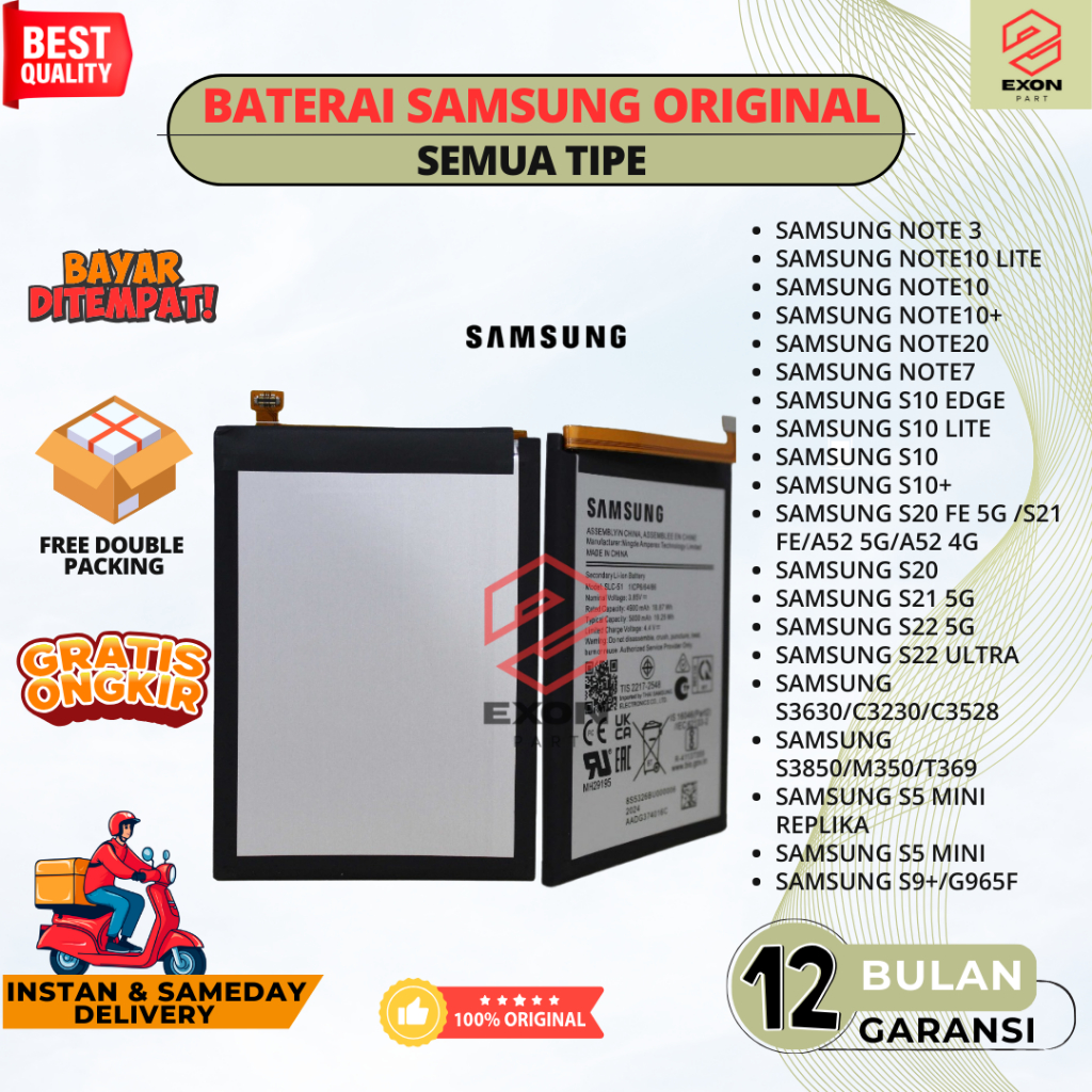 BATERAI SAMSUNG/BATRE HP SAMSUNG NOTE 3/NOTE10 LITE/NOTE10/NOTE10+/NOTE20/NOTE7/S10 EDGE/S10 LITE/S1