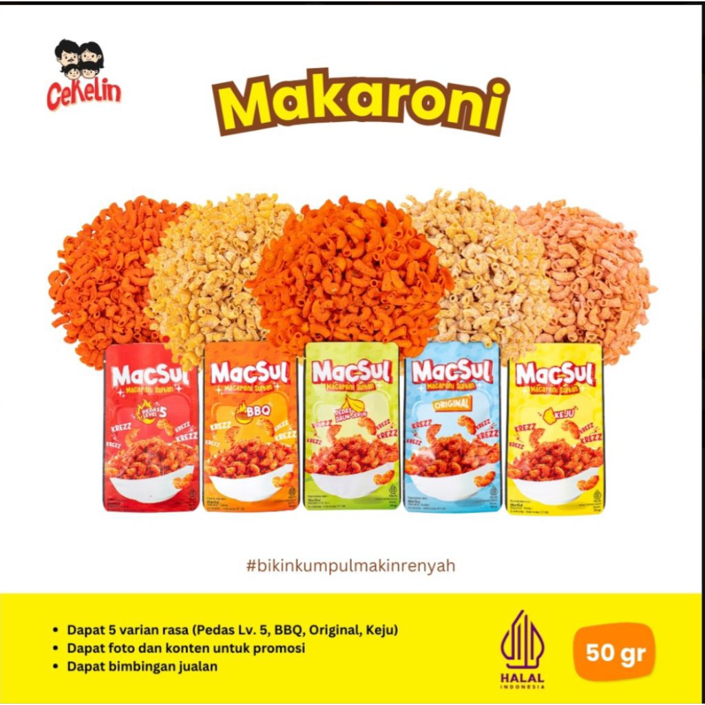 

Cekelin Cemilan Makaroni Sultan isi 50 gram