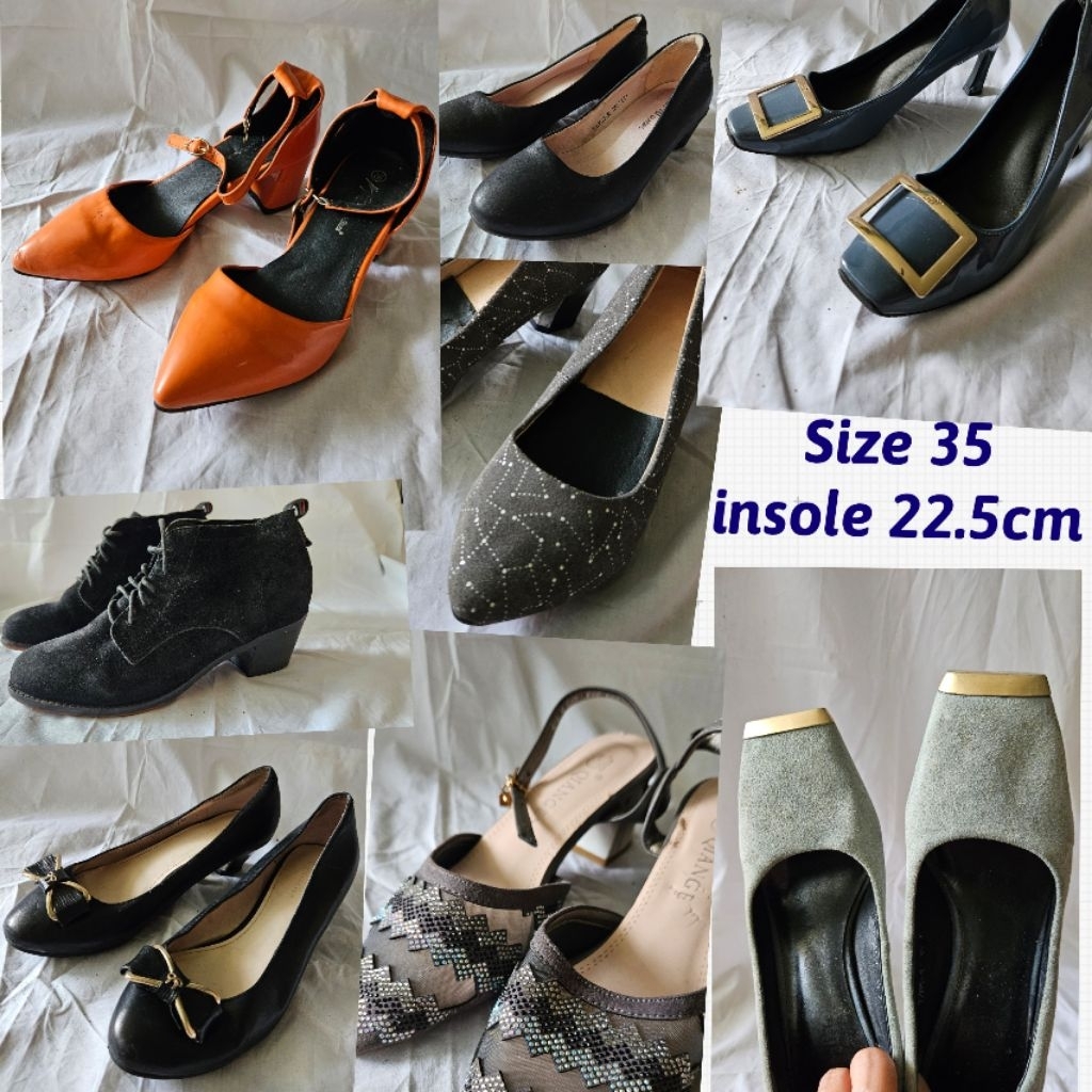 Sepatu wanita formal pesta kulit leather suede bludru ankle boots heels flat pump shoes branded rare