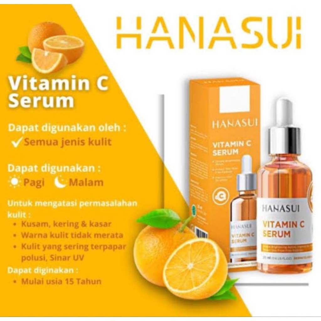 SERUM, SERUM HANASUI, HANASUI VITAMIN C SERUM, SERUM VITAMIN C, SERUM WAJAH, SERUM MUKA, SKINCARE, K