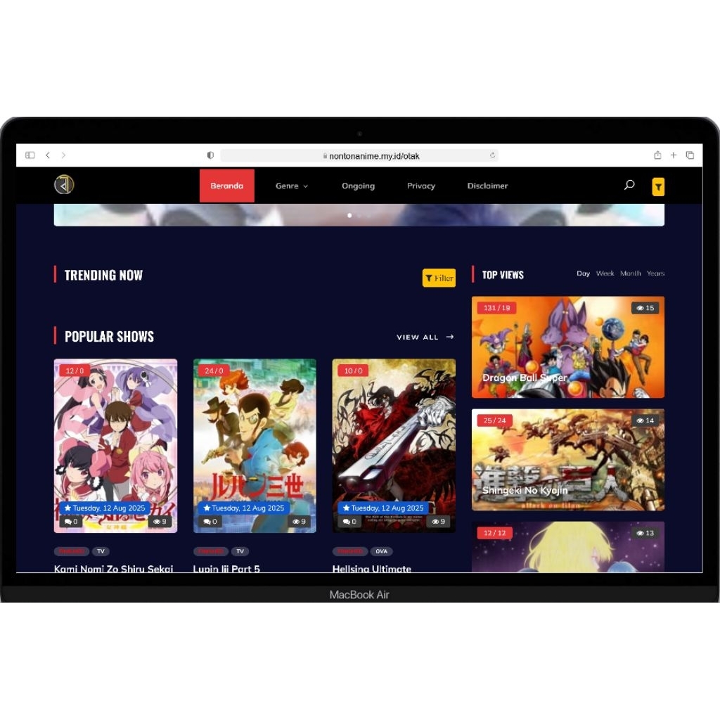Aplikasi Anime Web Streaming dengan PHP
