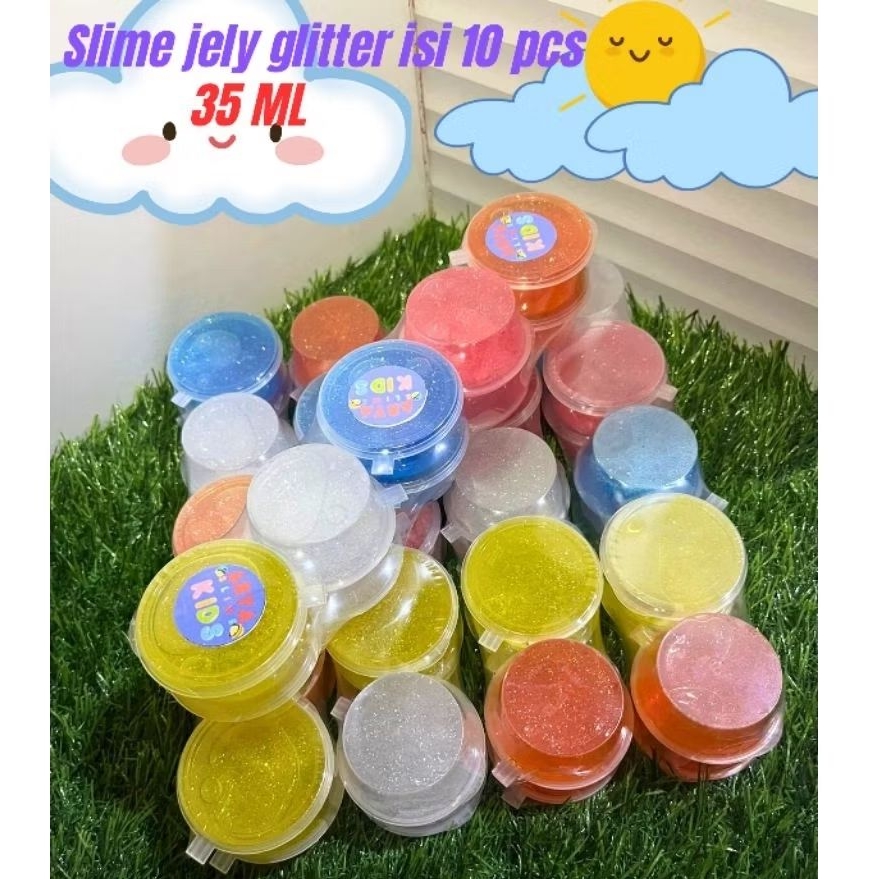 Slime Gliter Jeli Isi Paket 10 Pcs /Cup 35Ml