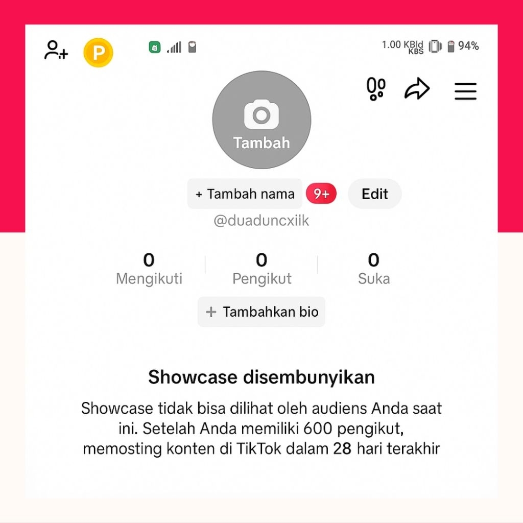 Akun tiktokk affiliate fresh polosan