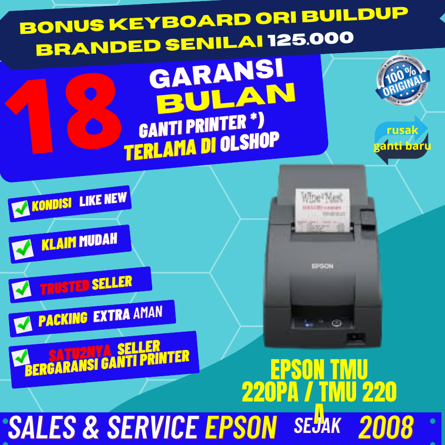 printer kasir dotmatrix Epson TMU220A TM U220A tmu 220A tm u220PA tm-u220PA tm u220A NEW GARANSI 18 