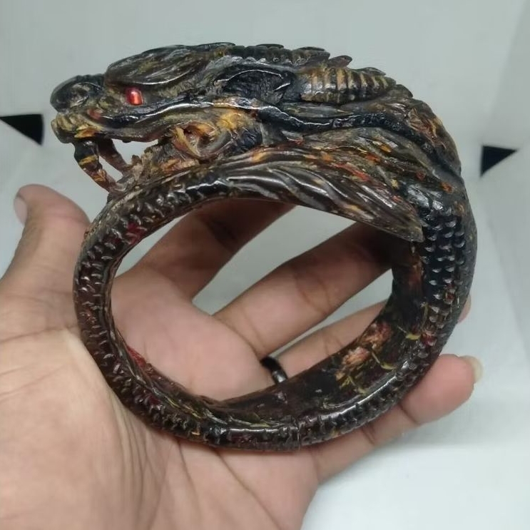 Gelang Akar Bahar Merah Jumbo Ukir Naga