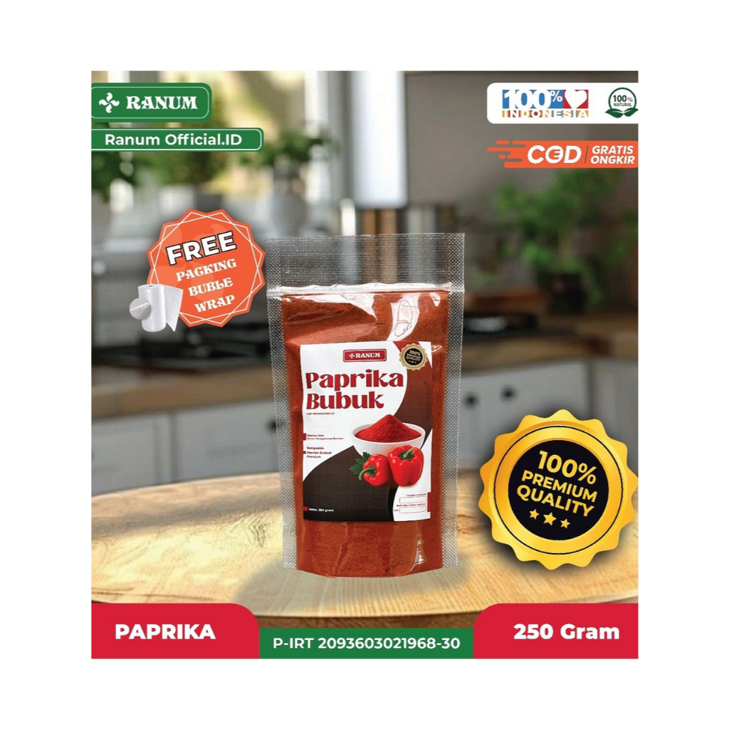 

Paprika Bubuk Asli 100% Paprika Powder 250 Gram| Bumbu Masakan, Marinasi, Taburan Makanan