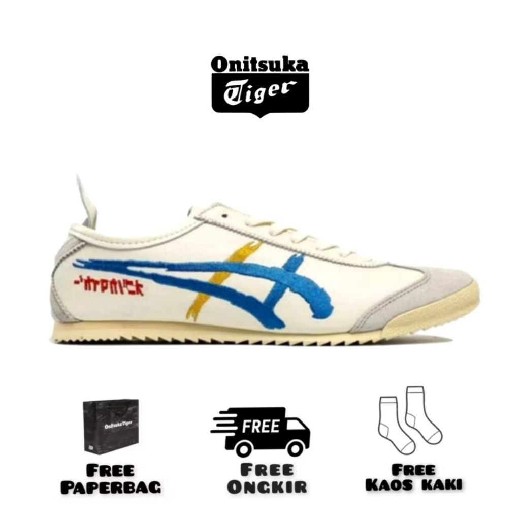 Sepatu 0nitsuka Tiger Mexico 66 Nippon Made Kabuki White Blue Yellow