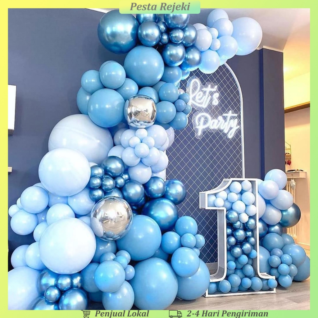 Perak Biru Balon Ulang Tahun Dekorasi Buket Bunga Balon Dekorasi Pesta Ulang Tahun Lengkungan Berdir
