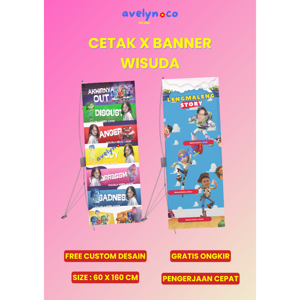 (FREE DESAIN BANNER) Y BANNER | BANNER SIDANG + STAND / TIANG BANNER | BANNER WISUDA