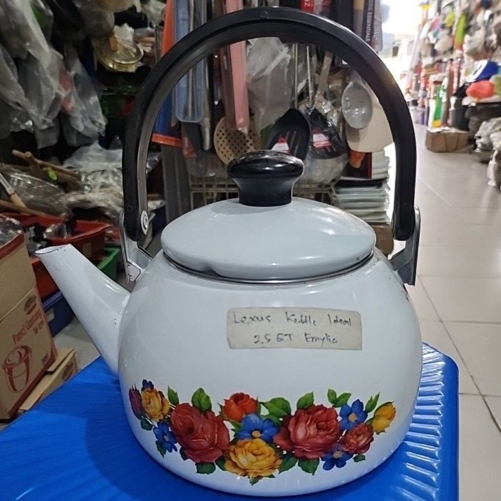 Lexus Teko Ideal 2,5 QT Emylia Teko Kaleng Teko enamel Teko Jadul bunga ceret masak air