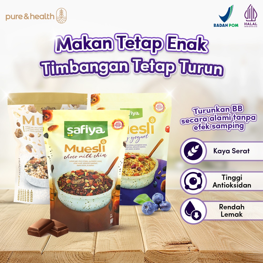 

Muesli Safiya Berry Yogurt Choco Milk Chia dan Original 1 Kg Sereal Diet Sehat Cocok untuk Sarapan