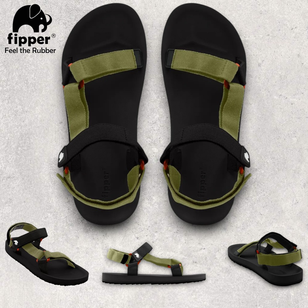 FIPPER TREKKER BLACK / GREEN (FINCH) / BLACK sandal trail pria/wanita