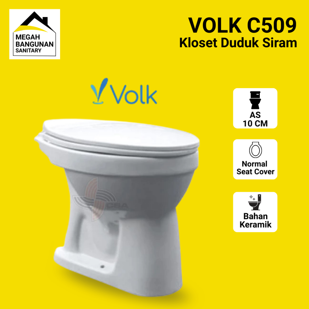 Volk Closet Kloset Toilet Duduk Siram Manual WC Volk Clematis C509 One Piece White