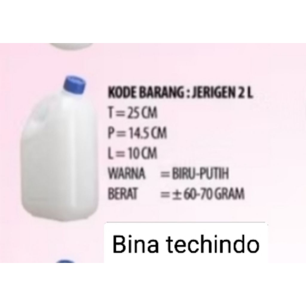 2LITER JERIGEN BARU PUTIH PLASTIK 2L. DRIGEN 2LITER. JERRYCAN 2LITER. JERIGEN 2L