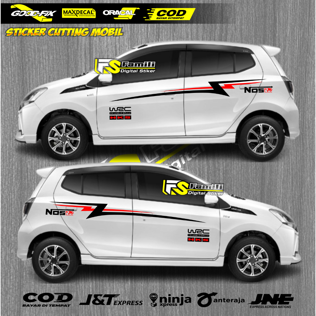 2 PCS KANAN-KIRI cutting sticker list minimalis stiker mobil ayla stiker Daihatsu Ayla